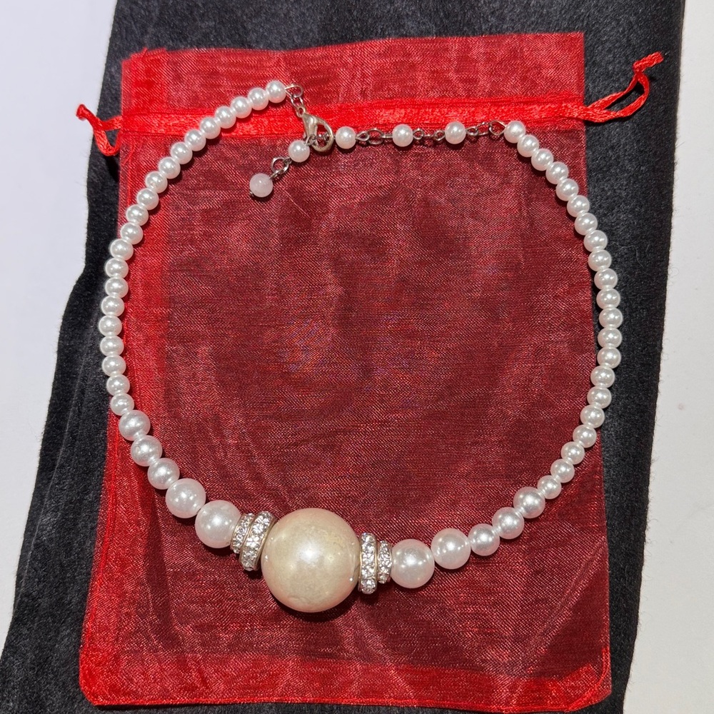 Faux Pearl Choker Necklace, Pearl color